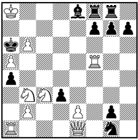 wKa8, wDe1, wTa1f5, wSb3c3, wBa5b2b6e2,
sKa6, sTf8g8, sLe8, sSg1, sBa4d3f7g2g7h7